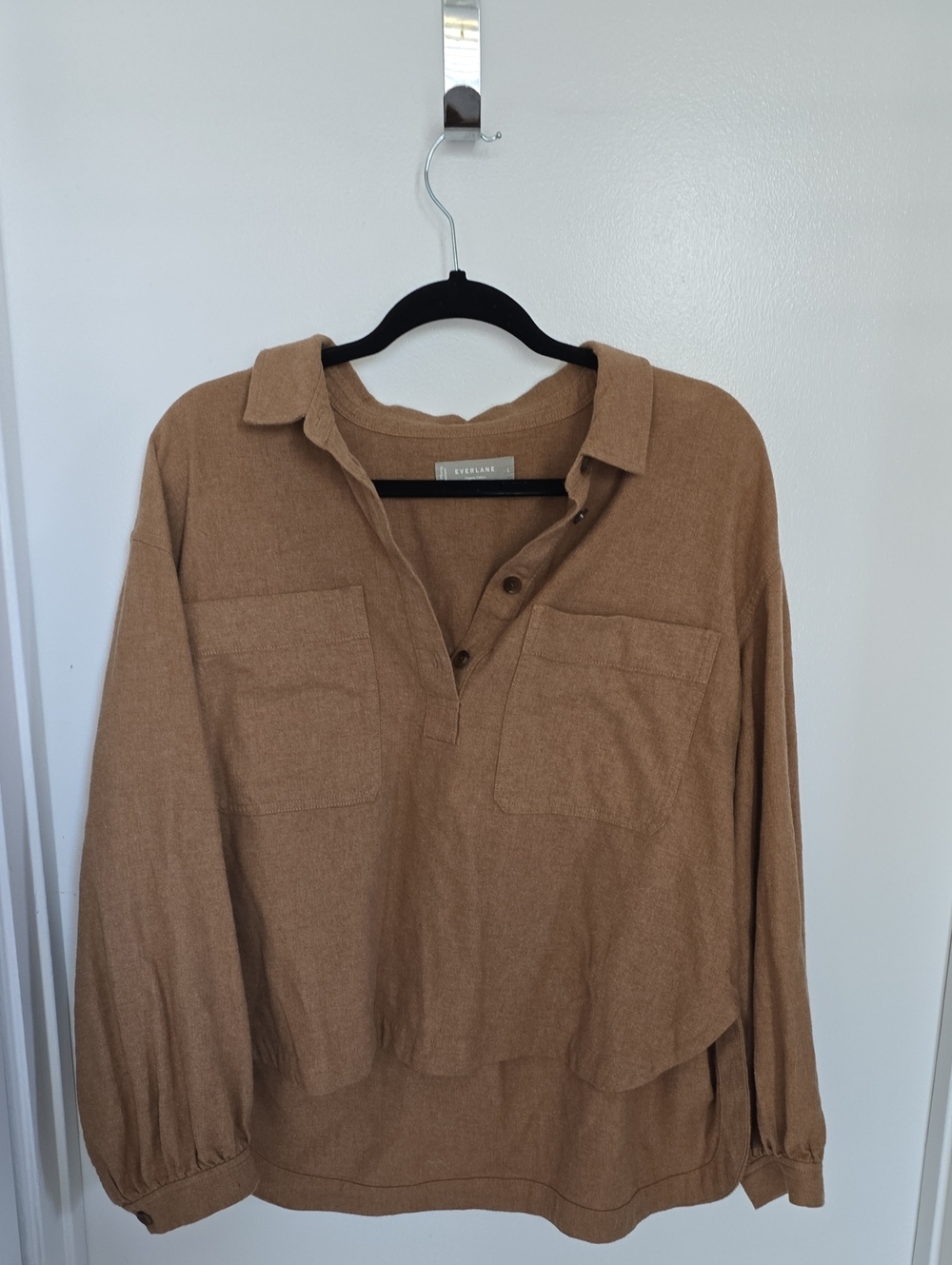 Everlane Brown Long-Sleeve Polo Shirt